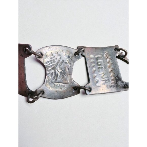 Vintage Colombian 900 Silver Centavos Bracelet 45g 7" Signed C GENA Flat Hook Cl - Picture 5 of 6